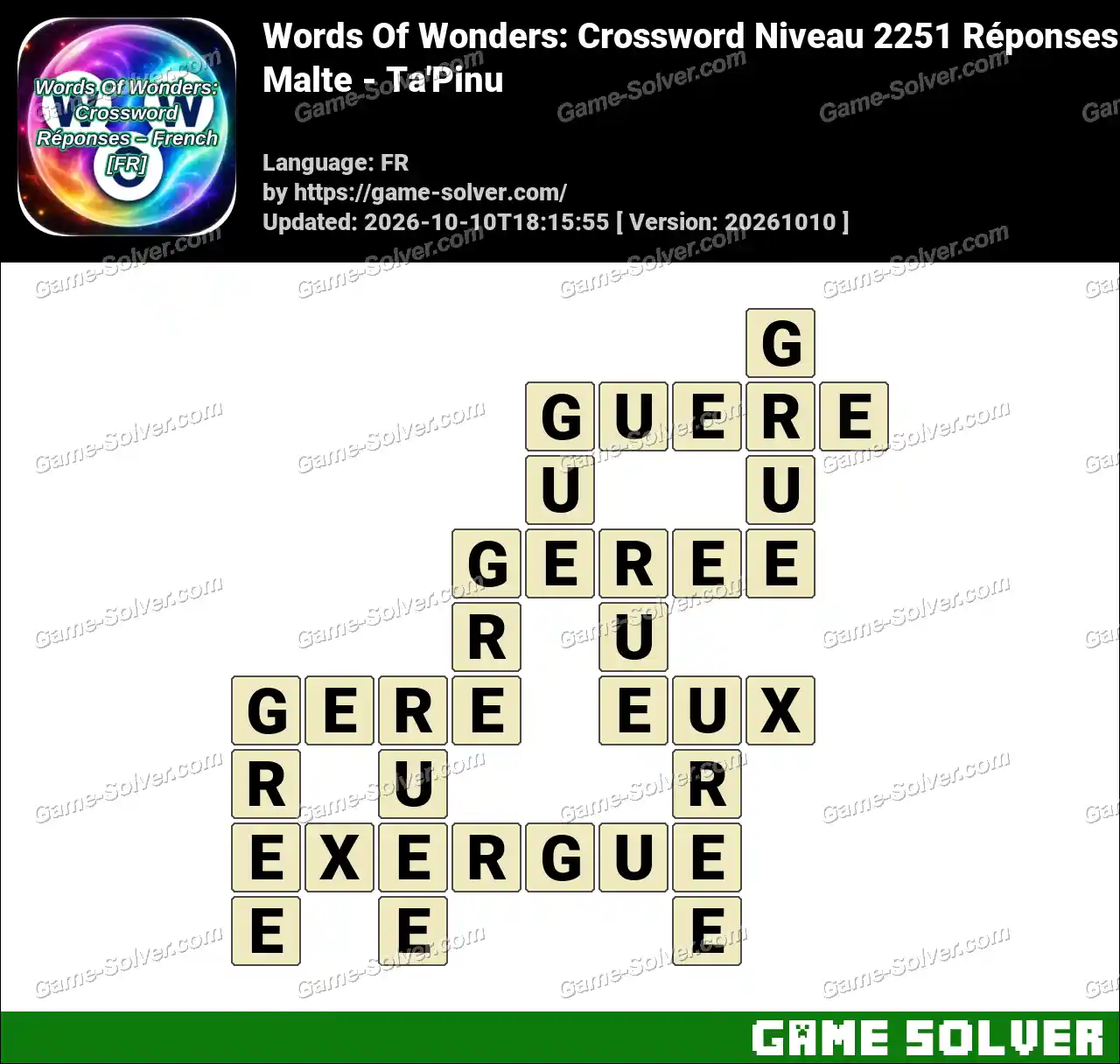 Words Of Wonders: Crossword Niveau 2251 Réponses – Malte – Ta’Pinu